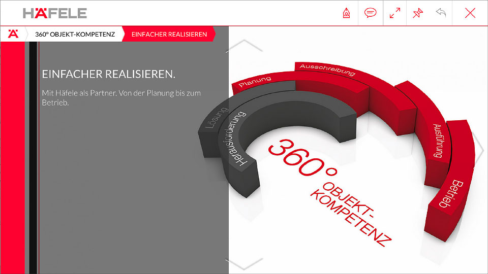 Screen aus App nach Auswahl „360° Objekt-Kompetenz“