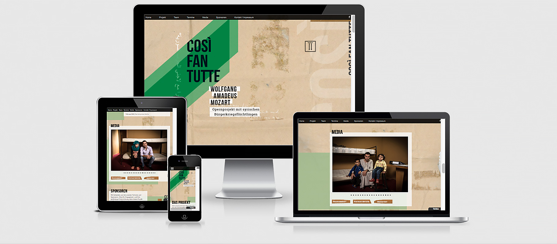 Opernprojekt COSI FAN TUTTE - Website auf PC, Tablet und Smartphone